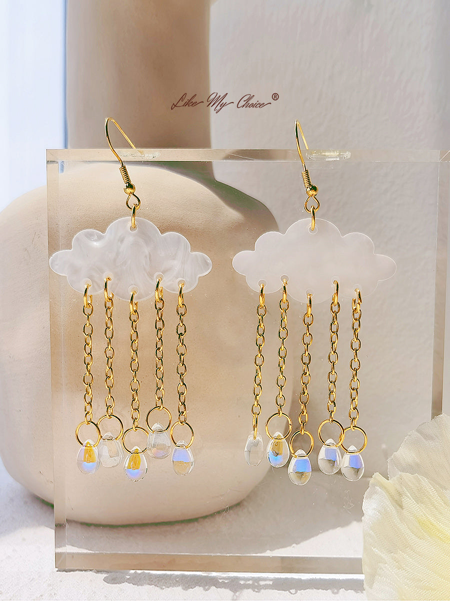 Cloud Crystal Teardrop Boho Earrings