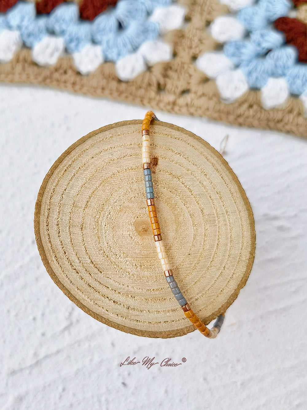 Adjustable Drawstring Beaded Bracelet Gray Orange