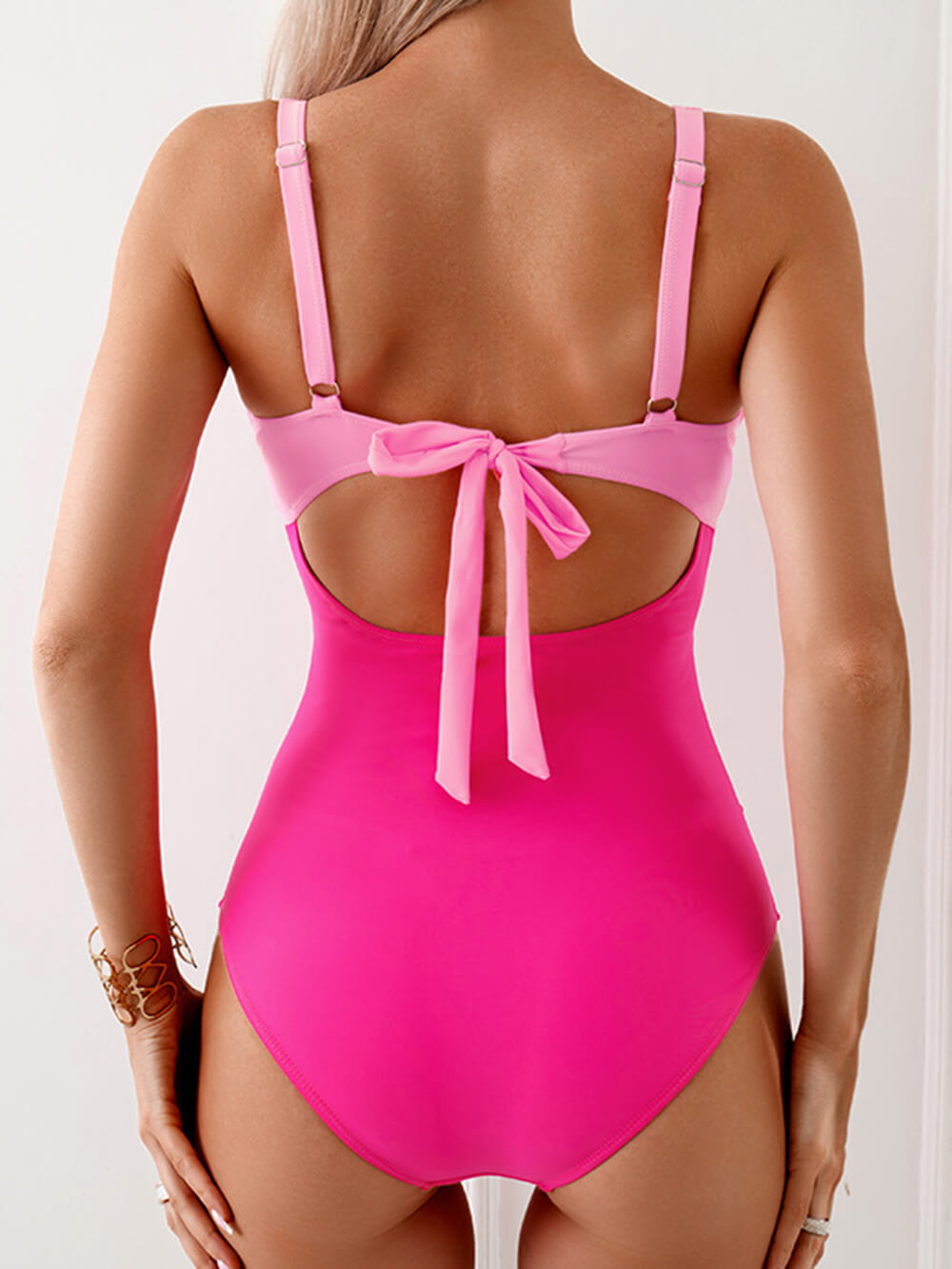 Contrast Patchwork One-Piece Swimsuit