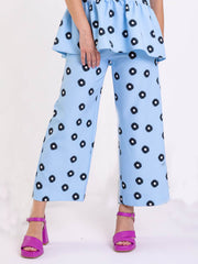 Classic Daisy Flower Pocket Wide Leg Pants