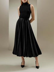 Elegant Classic Pleated Half-Length Snowflake Skirt