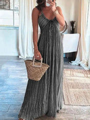 Backless U-Neck Suspender Maxi Dress