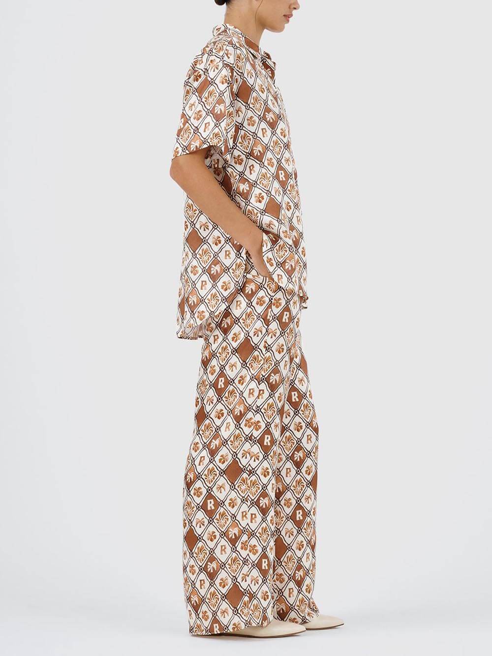 Exquisite Ocean Style Printed Pocket Wide Leg Pants