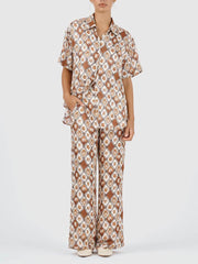 Exquisite Ocean Style Printed Pocket Wide Leg Pants