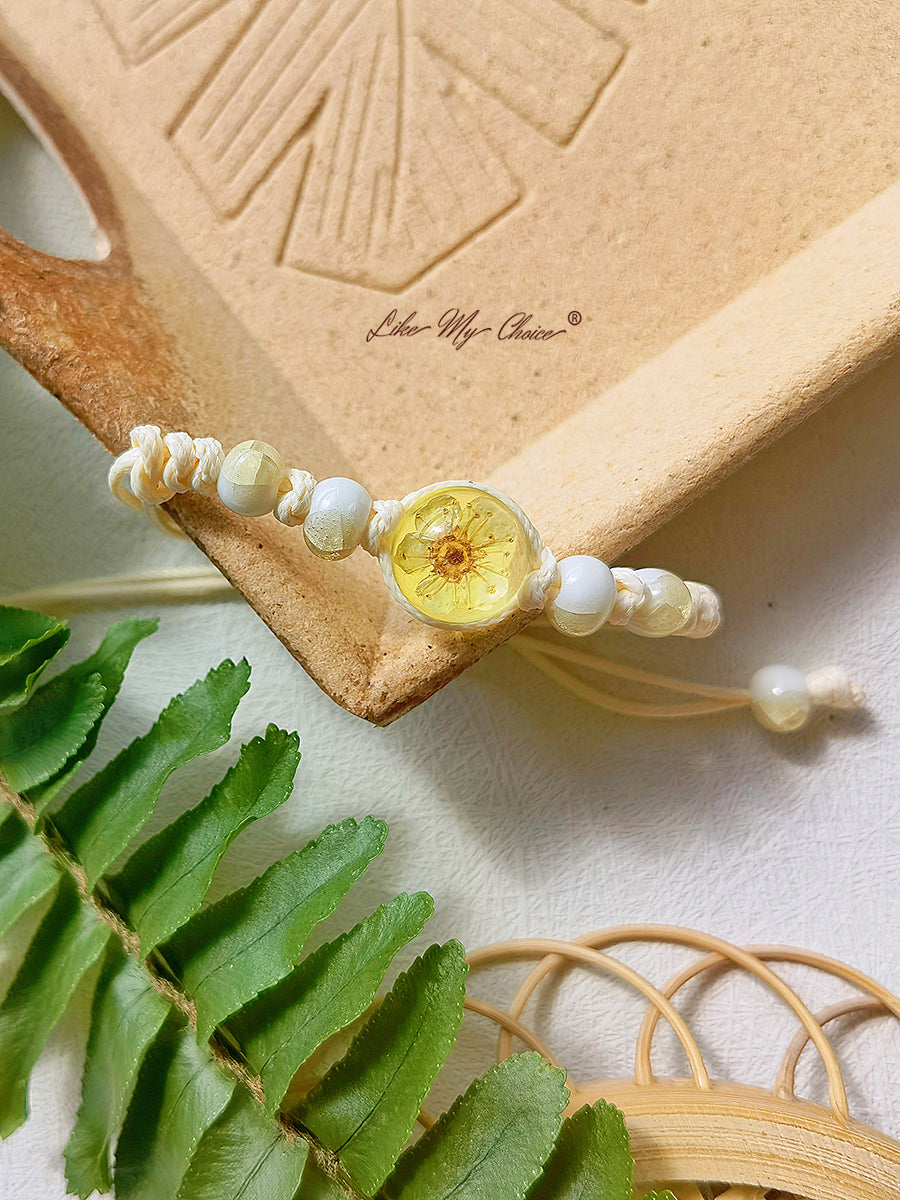 Cherry Blossom Time Stone Ceramic Braided Bracelet