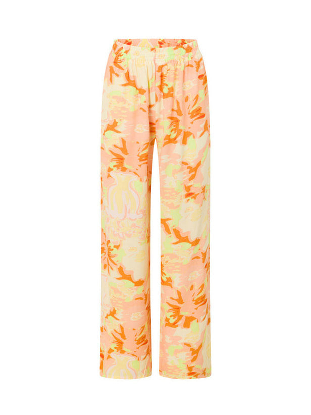 Exclusive Painted Floral Print Loose Side Pocket Wide-Leg Pants