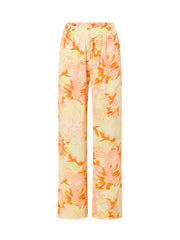 Exclusive Painted Floral Print Loose Side Pocket Wide-Leg Pants