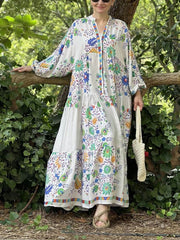 Elegant Narcissus Printed Oversized Dress