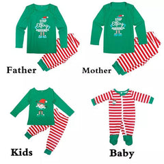 Christmas ELF Print Striped Family Matching Pajamas Set