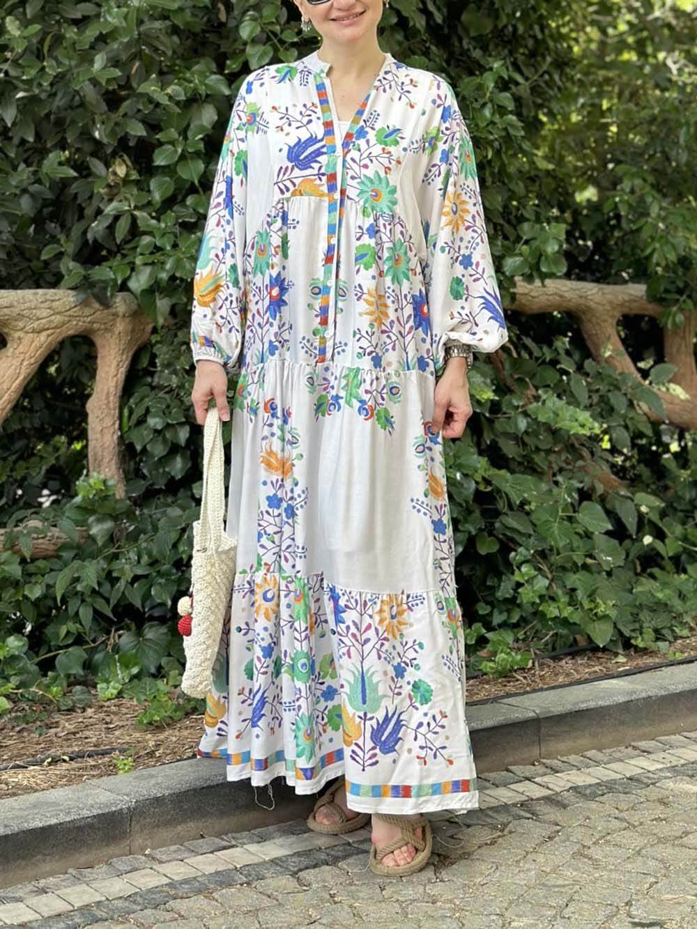 Elegant Narcissus Printed Oversized Dress