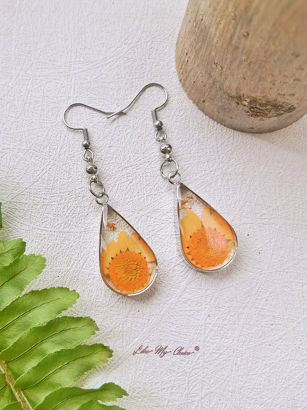 Autumn Garden Flower Embossed Drop Earrings