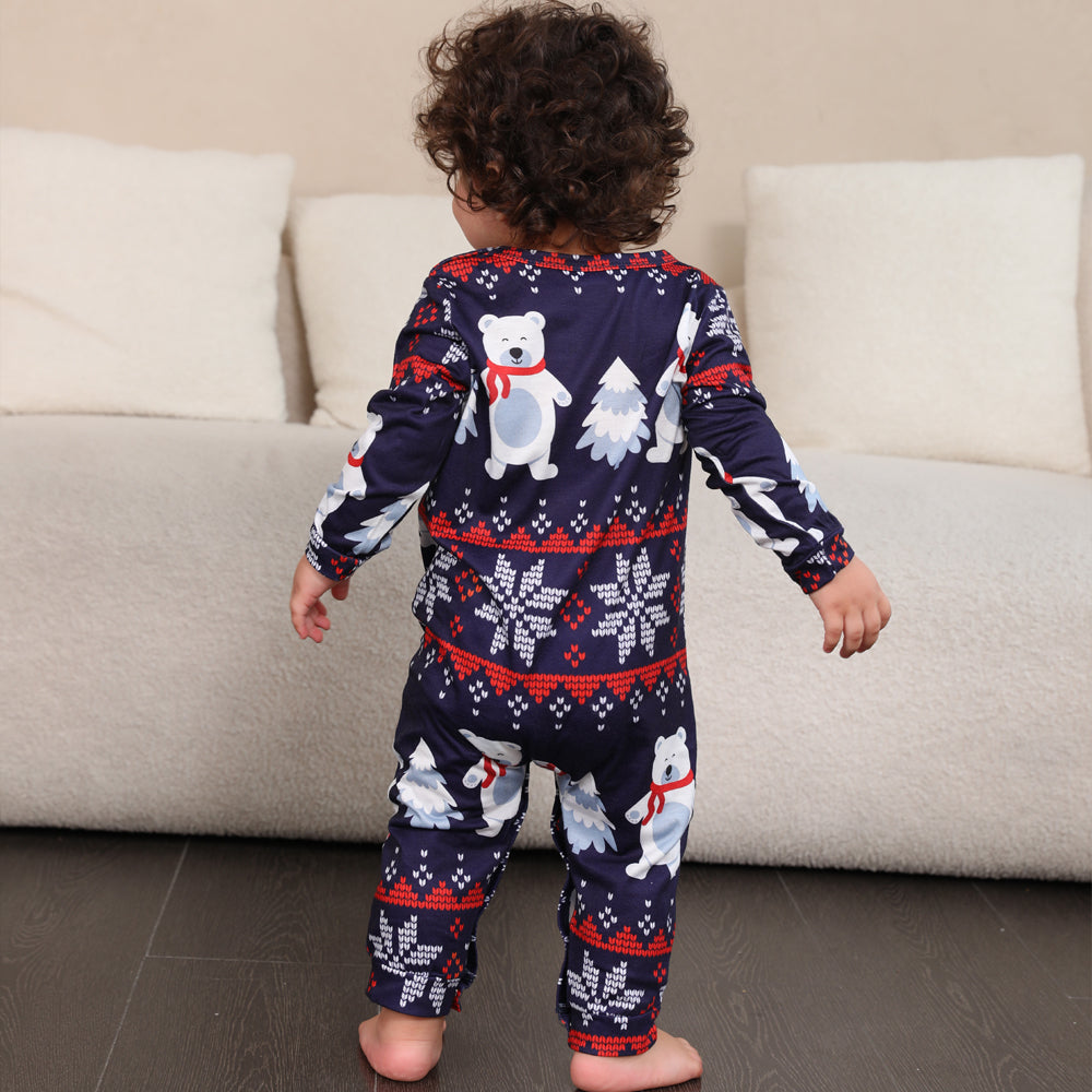 Christmas Family Matching Pajamas Set Navy Polar Bear Pajamas