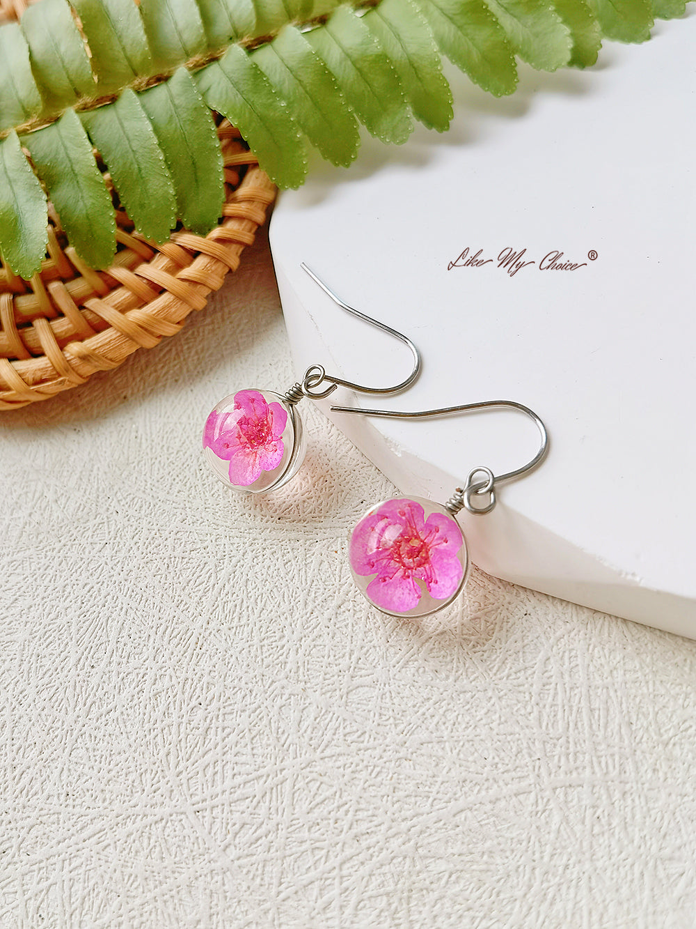 Cherry Blossom Earring Glass Ball Floral Nature Dangl