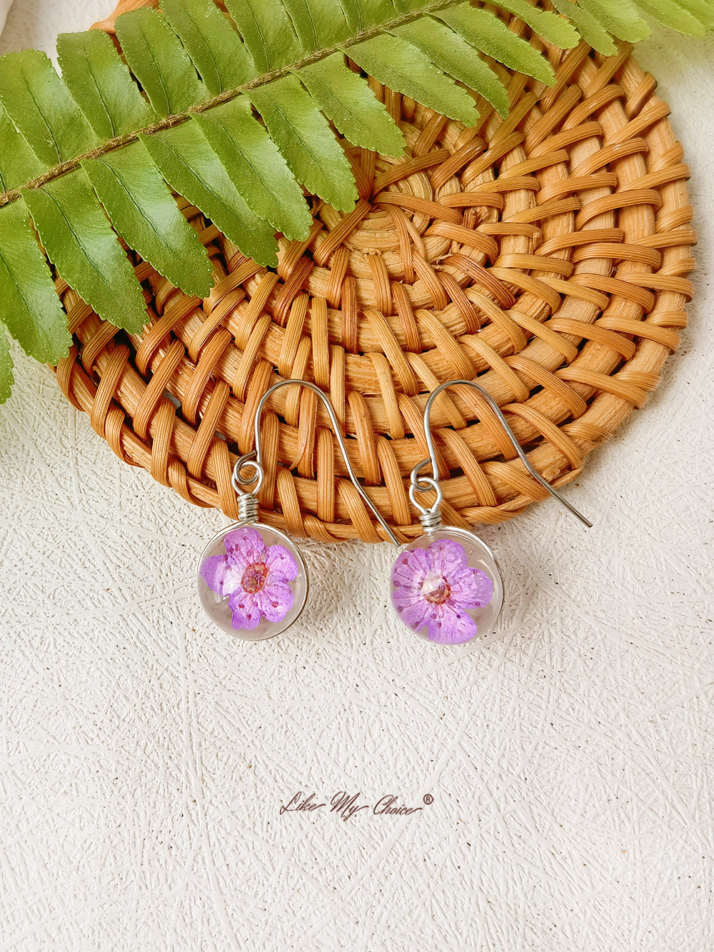 Cherry Blossom Earring Glass Ball Floral Nature Dangl