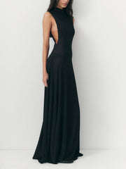 Elegant High Neck Sleeveless Maxi Dress