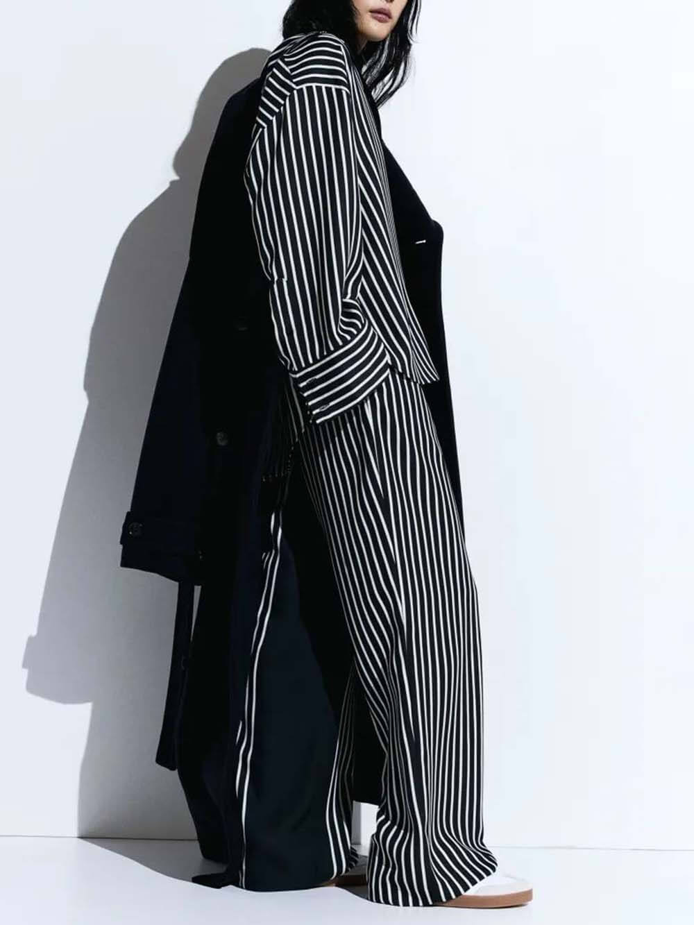 Colorblock Striped Elastic Waist Pocket Pants