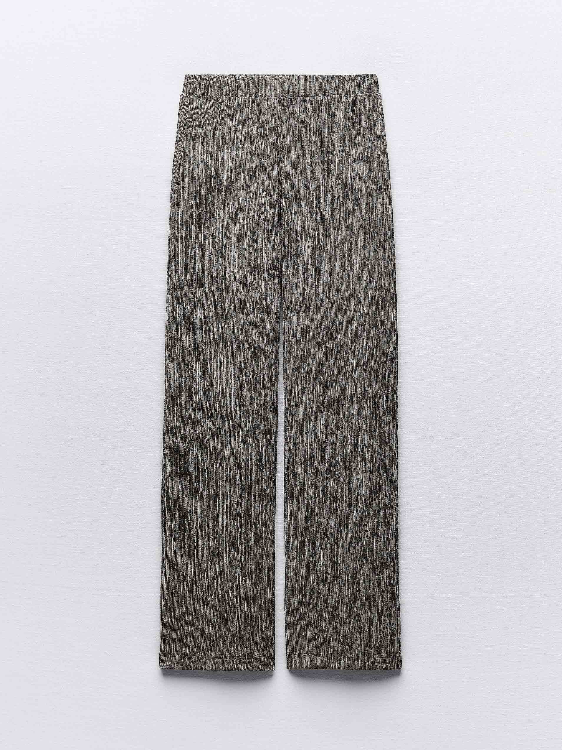 Fashion Textured Pleated Loose Wide Leg Pants