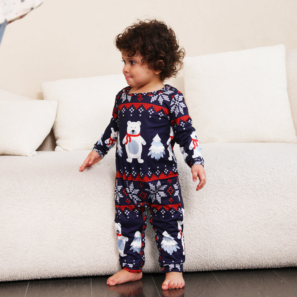 Christmas Family Matching Pajamas Set Navy Polar Bear Pajamas