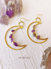 Crescent Moon Amethyst Earrings