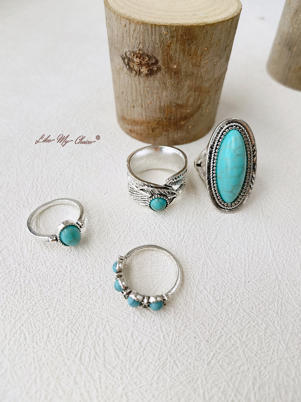 Bohemian Turquoise Feather Ring Set A Unique Look