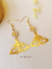 Daisy Gold Hollow Butterfly Drop Earrings