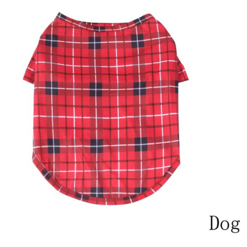 Christmas red checked printed shirt parent-child suit (with Pet Dog Clothes)