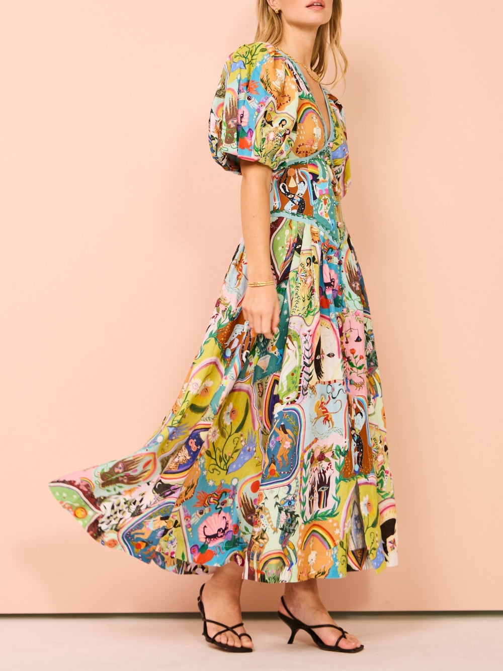 Casual Graffiti Evergreen Printing Midi Dress