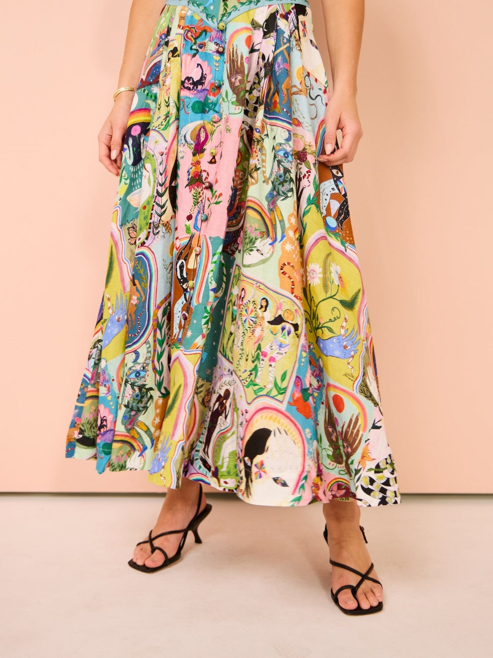 Casual Graffiti Evergreen Printing Midi Dress