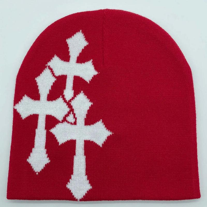 Cross Knitted Beanie: Streetwear Wool Beanie