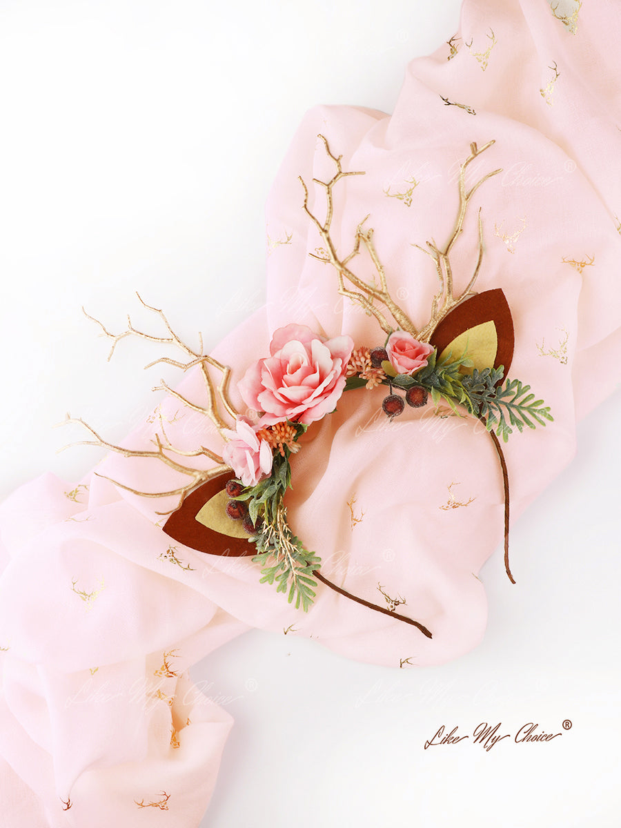 Pink Forest Christmas Reindeer Headband | LikeMyChoice