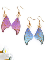 Colorful Butterfly Wings Gold Foil Epoxy Earrings