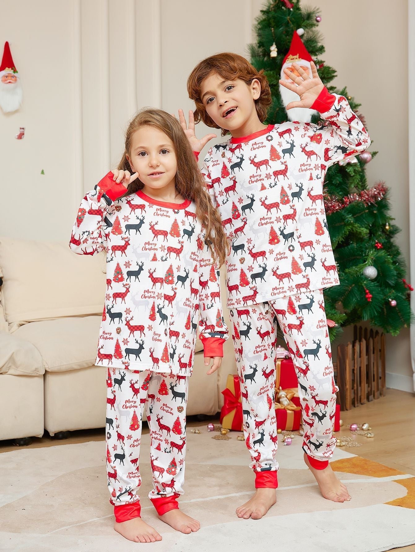 Christmas deer Print Fmalily Matching Pajamas Sets