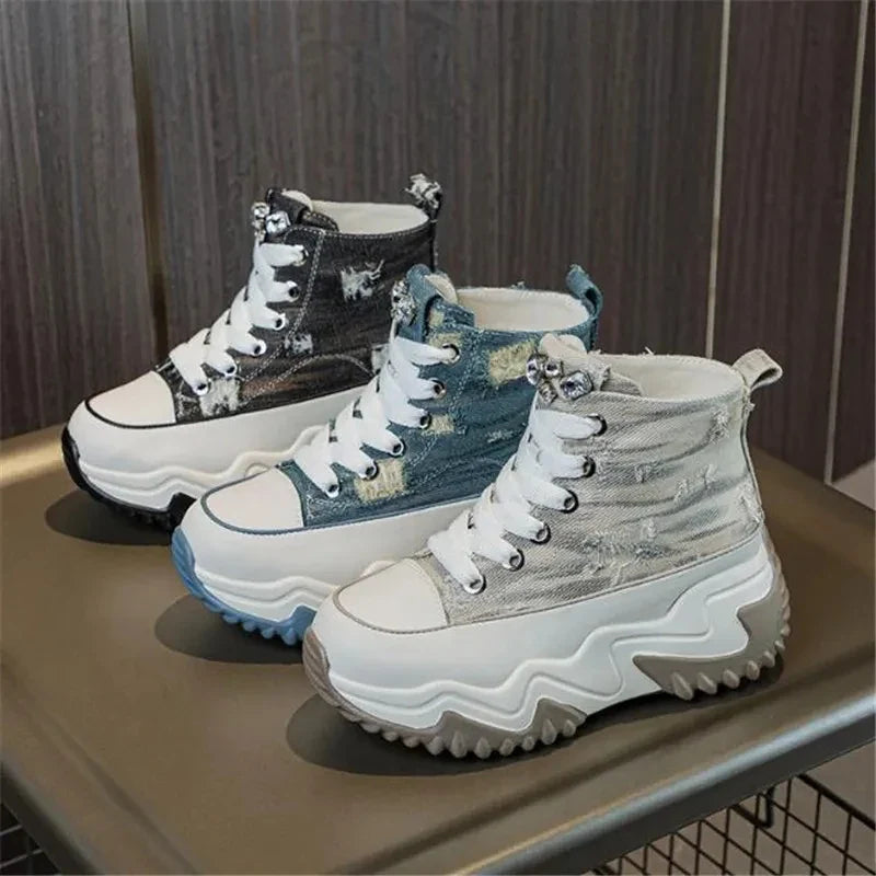 7cm Canvas Platform Sneakers