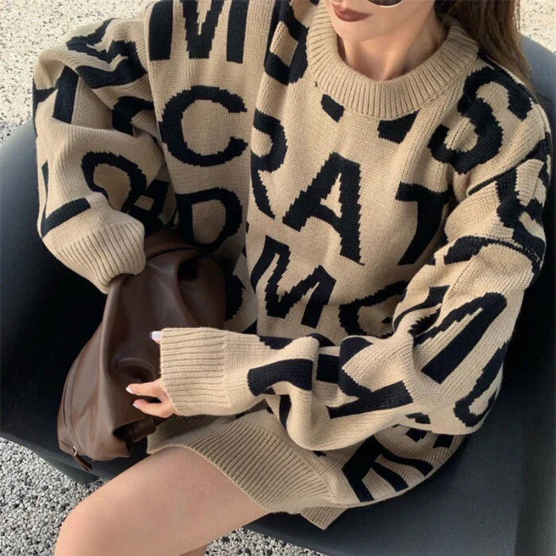 All-Match O-Neck Letter Sweaters: Women's Autumn/Winter Pullovers