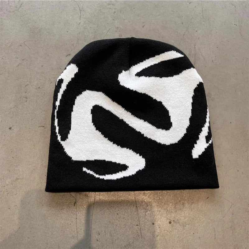 Goth Beanie Hat: Tooth Knitted Y2K Streetwear