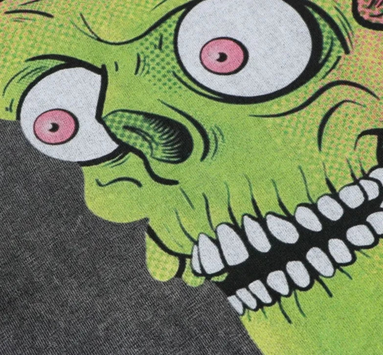 Zombie Skull Men's Washed Streetwear Graphic Tees