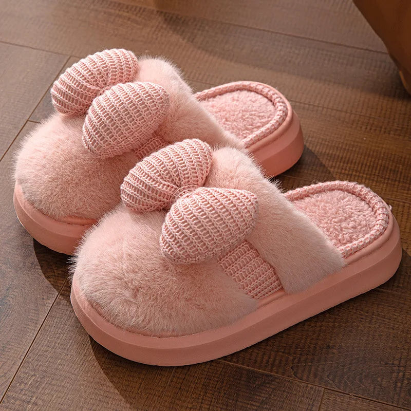 Chunky Plush Non-Slip Indoor Fluffy Womens Slippers