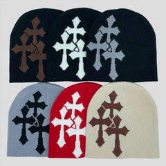 Cross Knitted Beanie: Streetwear Wool Beanie