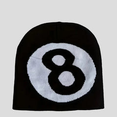 Hip Hop Knitted 8 Ball Beanie Cap: Y2K Skull Hat