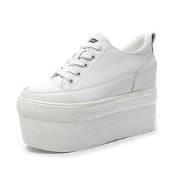 12cm Leather Vulcanized Sneakers for Women