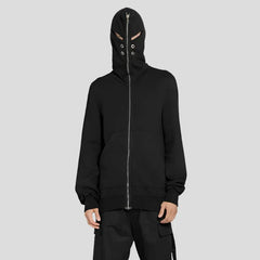 Black Hoodie Shark Zip-up Cotton for Men