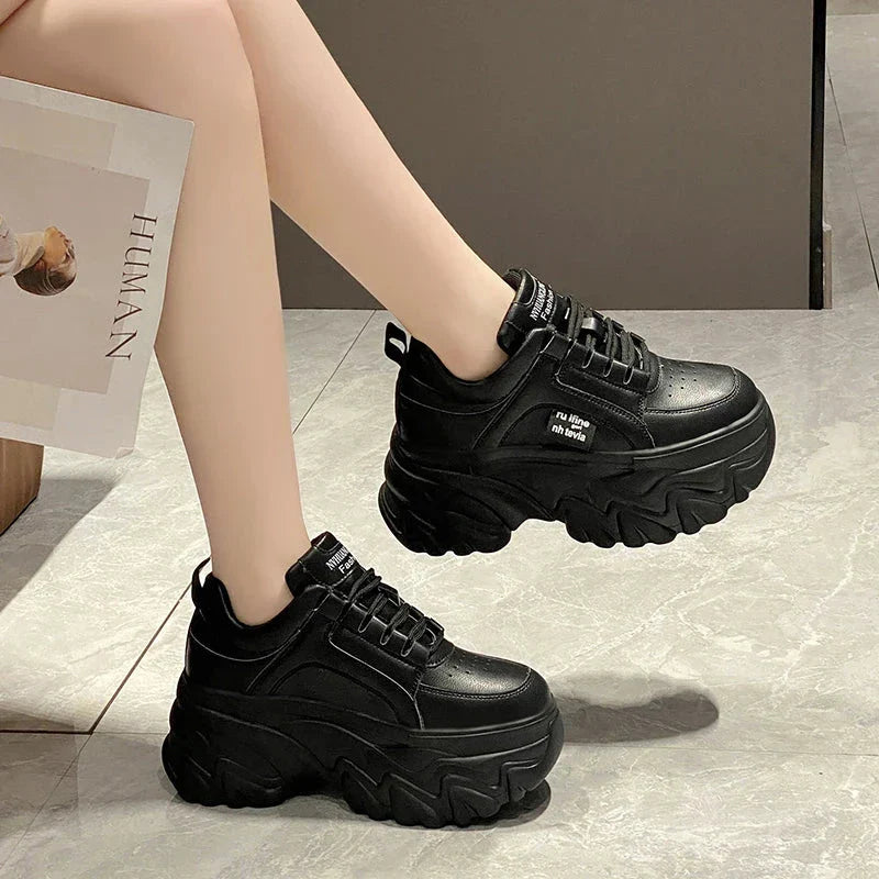 Chunky Platform Sneakers Women Spring Autumn PU Leather