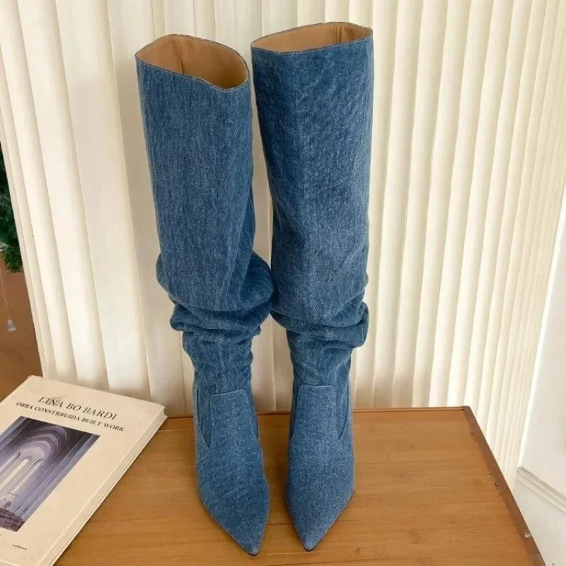 Azalea Inspired Denim Slouch Boots