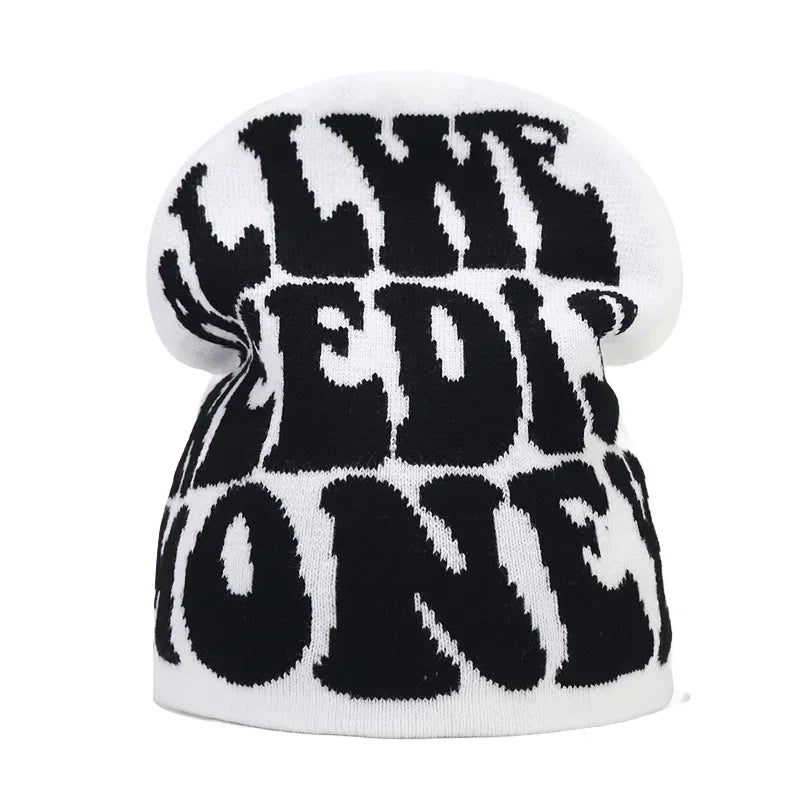 Kanye Letter Knitted Beanie: Unisex Hip Hop Hat