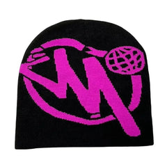 Wool Acrylic Warm Trendy Print Beanie