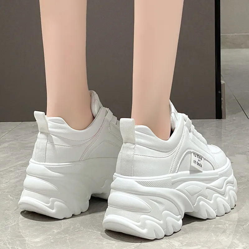 Chunky Platform Sneakers Women Spring Autumn PU Leather