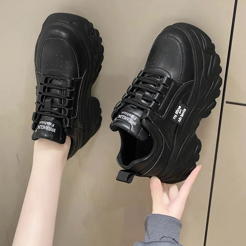 Chunky Platform Sneakers Women Spring Autumn PU Leather