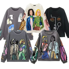 Beauty Girls Print Pullover Sweatshirts for Women