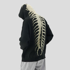 Centipede Hoodie - Bone Knitted Streetwear for Men