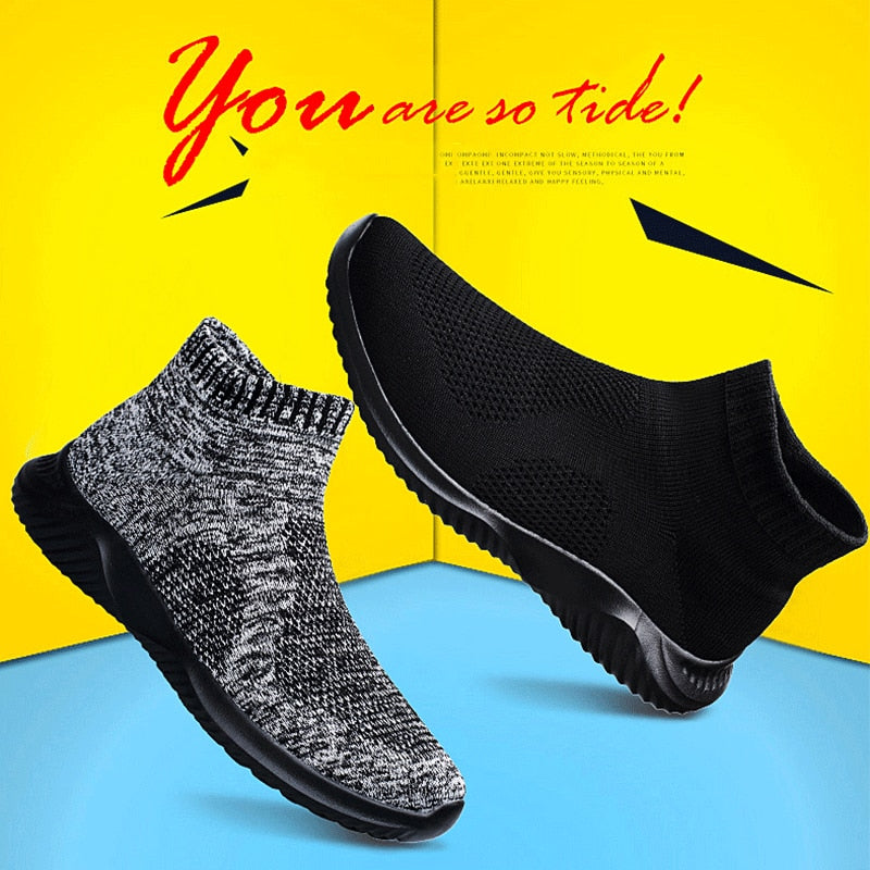 High Top Knit Air Mesh Sneaker Socks for Men